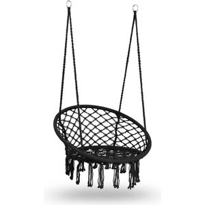 BOHO hangende schommeltuinstoel - zwart