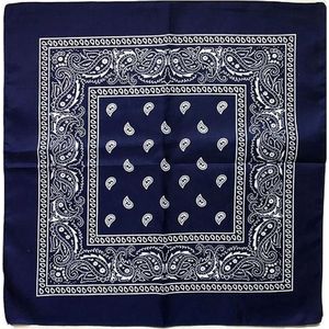 New Age Devi - Stijlvolle Bandana met Paisley print - Multifunctionele Katoenen hoofdband - Ideaal Sport accessoire - Trendy Boeren zakdoek - In diep Donkerblauw