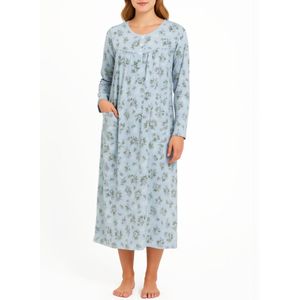 Dames nachthemd lang model met lange mouwen 6566 130CM Single Jersey XXXL blauw