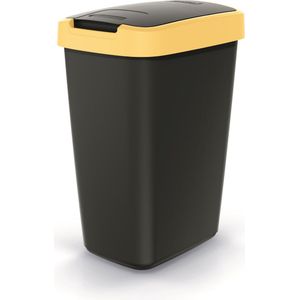 Prosperplast - Prullenbak / Afvalbak 12L - Zwart met geel frame