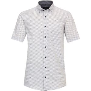 CASA MODA Sport comfort fit overhemd - korte mouw - seersucker - blauw dessin - Strijkvriendelijk - Boordmaat: 37 - 38