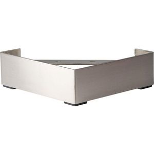 Massief stalen meubelpoot rvs look vierkant 20 bij 20 cm en hoogte 6,5 cm (20 x 20 cm) - Set van 4 stuks