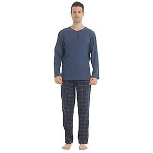 Heren Lounge Kledingset - Thermisch Henley Shirt en Flanellen Pyjamabroek