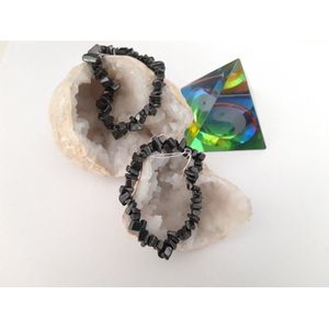 Elastisch split armband hematiet