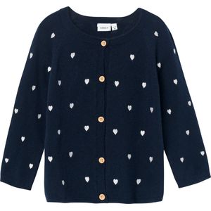 NAME IT MINI Vest NMFBEHEART met Hartjes Donkerblauw/Wit