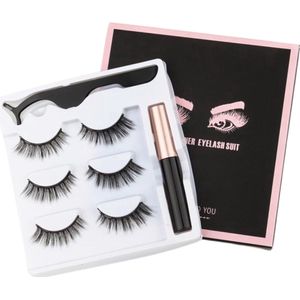 Velvia Beauty - Magnetische Wimpers Set – 3 Paar – Inclusief Magnetische Eyeliner & Applicator – Herbruikbaar – Waterproof – Natuurlijk Volume – Zwart
