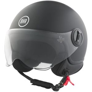 BHR 835 - Vespa helm - Mat zwart - maat XS - mat zwarte Jethelm - Scooter en Motorhelm - Helm met Vizier