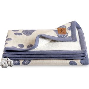 Trimita Organic Paw Gebreide Babydeken – Blauw – 75x95 cm – 100% Katoen