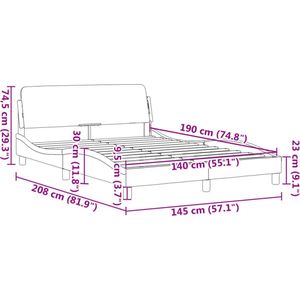 vidaXL - Bedframe - met - hoofdbord - kunstleer - cappucinnokleurig - 140x190 - cm