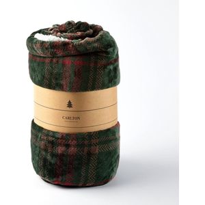 CARLTON - Plaid 150x200 cm - fleece deken met sherpa en ruitmotief - Mountain View