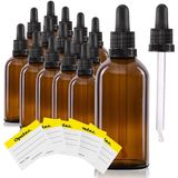 Oputec - Bruine Glazen Pipetfles - 100 ml - Set van 20 - Doseerfles met Glazen Pipet en Etiketten