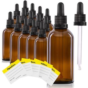 Oputec - Bruine Glazen Pipetfles - 100 ml - Set van 20 - Doseerfles met Glazen Pipet en Etiketten