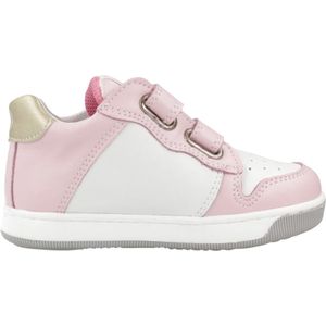 Falcotto - Frankie - Mt 18 - velcro's lederen sneakers - vlammen - roze/wit - old school