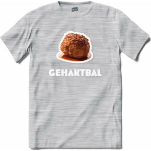 Gehaktbal - grappig verjaardag kleding cadeau - eten teksten - T-Shirt - Dames - Donker Grijs - Gemêleerd - Maat 3XL