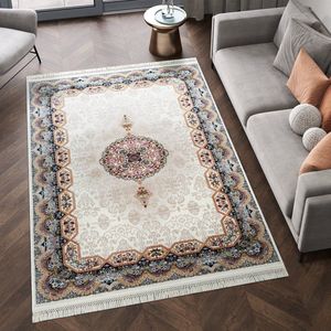 Isfahan Oosters Vloerkleed - Laagpolig - Klassiek Vintage Tapijt - Creme / Multi- 250x350 CM