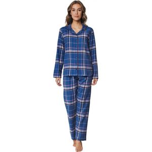 Dames Pyjama Flanel met knoopsluiting - Blauw - 36