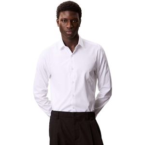 Calvin Klein - Slim Shirt - Wit - Poplijn - Streetwear - Volwassen