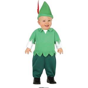 Guirca - Robin Hood Kostuum - Robin Altijd Raak Boogschutter Kind Kostuum - Groen - 12 - 18 maanden - Carnavalskleding - Verkleedkleding