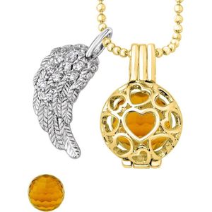 Quiges Engelenroeper 12mm Bolhouder met Ketting 70cm en Bolletje - Dames - Goudkleurig Hartjes - EBS12272