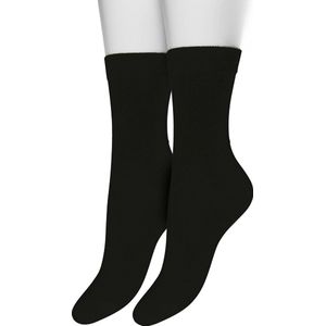 Bonnie Doon Basic Sokken Dames Zwart maat 36/42 - 2 paar - Basis Katoenen Sok - Gladde Naden - Brede Boord - Uitstekend Draagcomfort - Perfecte Pasvorm - 2-pack - Multipack - Effen - Black - OL834222.101