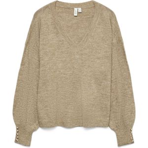 Vero Moda - vmlefile ls v-neck - Pullover - Silver Mink