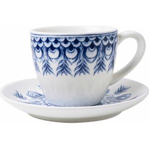 Heinen Delfts Blauw | Espresso kop en schotel Paauw Blauw | 60 ml. H 6 cm.