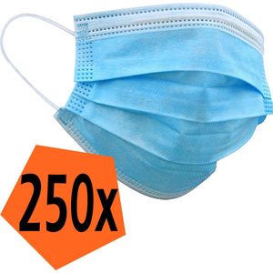 Mondkapje Blauw Wegwerp - Mondmasker Wegwerp Niet Medisch Mondkapje Blauw - Blauw Mondkapje Wegwerp Universeel - 250 Stuks