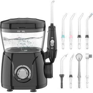 Waterflosser - Water Flosser met 5 Sproeiers - Monddouche Draadloos - Zwart