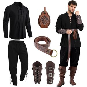 Provento - Middeleeuws kostuum voor heren - Renaissance, Piraten, Viking - Met riem en polsbeschermers