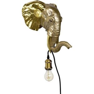 Wandlamp - Wandlamp Binnen - Dierenlamp - Olifant - Goud - 34 cm breed