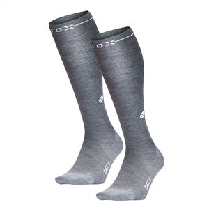 STOX Energy Socks - 2 Pack Merino Everyday sokken voor Vrouwen - Premium Compressiesokken - Kleur: Zilvergrijs/Wit - Maat: Large - 2 Paar - Voordeel - Mt 40-43