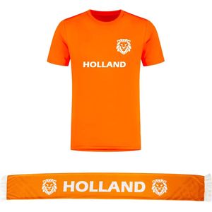 Nederlands Elftal voetbalshirt met sjaal - EK 2024 - Oranje shirt - Oranje sjaal - Voetbalshirts volwassenen - Sportshirt - Maat L