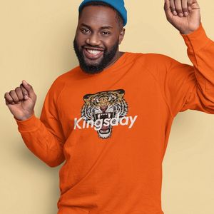 Oranje Koningsdag Trui Kingsday Tiger - Maat M - Uniseks Pasvorm - Oranje Feestkleding