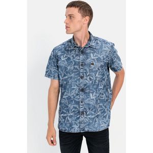 Camel Active casual overhemd korte mouw blauw