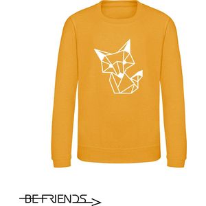 Be Friends Sweater - Vos hoofd - Kinderen - Mosterd geel - Maat 12-13 jaar
