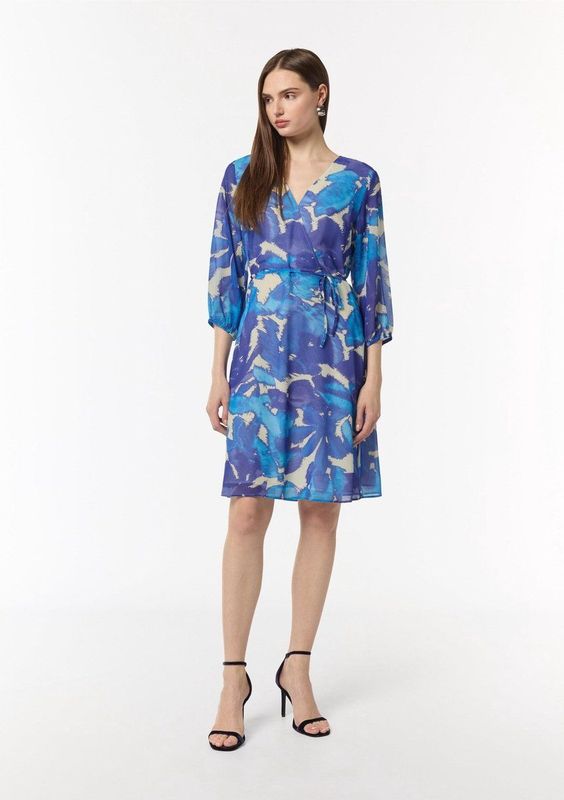 comma - Korte Chiffonjurk - Zwart