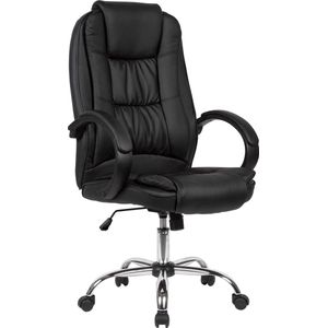 Rootz Bureaustoel - Zwart Kunstleer - Bureaudraaistoel - Tot 120 kg - In hoogte verstelbaar ontwerp - Bureaufauteuil met armleuningen en hoge rugleuning