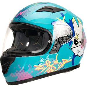 Motor Integraal Integraalhelm ORION DONNY Blue/Yellow/Pink YXL van MOTOBLOUZ