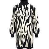 OBJECT - Gebreide Jurk - Zwart / Wit - RAY - Knitwear - Dierenprint