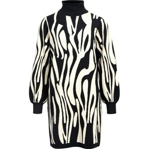 OBJECT - Gebreide Jurk - Zwart / Wit - RAY - Knitwear - Dierenprint