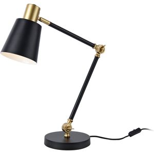 Tafellamp Abergele bureaulamp 68 cm E27 zwart en goudkleurig