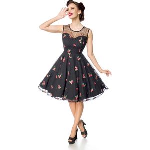 Belsira - Floral Embroidery Swing jurk - 3XL - Zwart