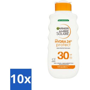 Garnier - Ambre Solaire - Zonnebrandcrème - Hydra 24H Protect - SPF 30 - 175 ml - Bulkverpakking - 10 stuks