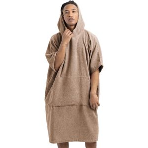 Badponcho dames en heren - surfponcho van 100% katoen - doek voor volwassenen - uniseks badjas - badhanddoek met capuchon, taupe