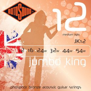 Rotosound Jumbo King, Phosphor Bronze Acoustic Guitar Strings, Medium Light, 12-54