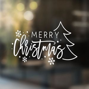 Label2X - Deur en/of raamsticker Merry Christmas Boom - Zwart - Niet herbruikbaar - Kerst - Kerstdecoratie - Kerst versiering