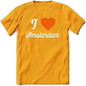 I Love Amsterdam T-Shirt | Souvenirs Holland Kleding | Dames / Heren / Unisex Koningsdag shirt | Grappig Nederland Fiets Land Cadeau | - Geel - XL