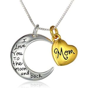 Zoëies mama ketting, I love you to the moon and back