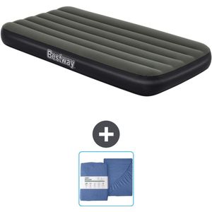 Bestway luchtbed - 1-Persoons - 99 x 188 x 28 cm - Blauw - Inclusief pomp en Hoeslaken