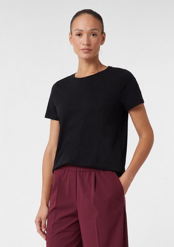 comma casual identity - T-shirt - Zwart - Regular Fit - Korte Mouwen